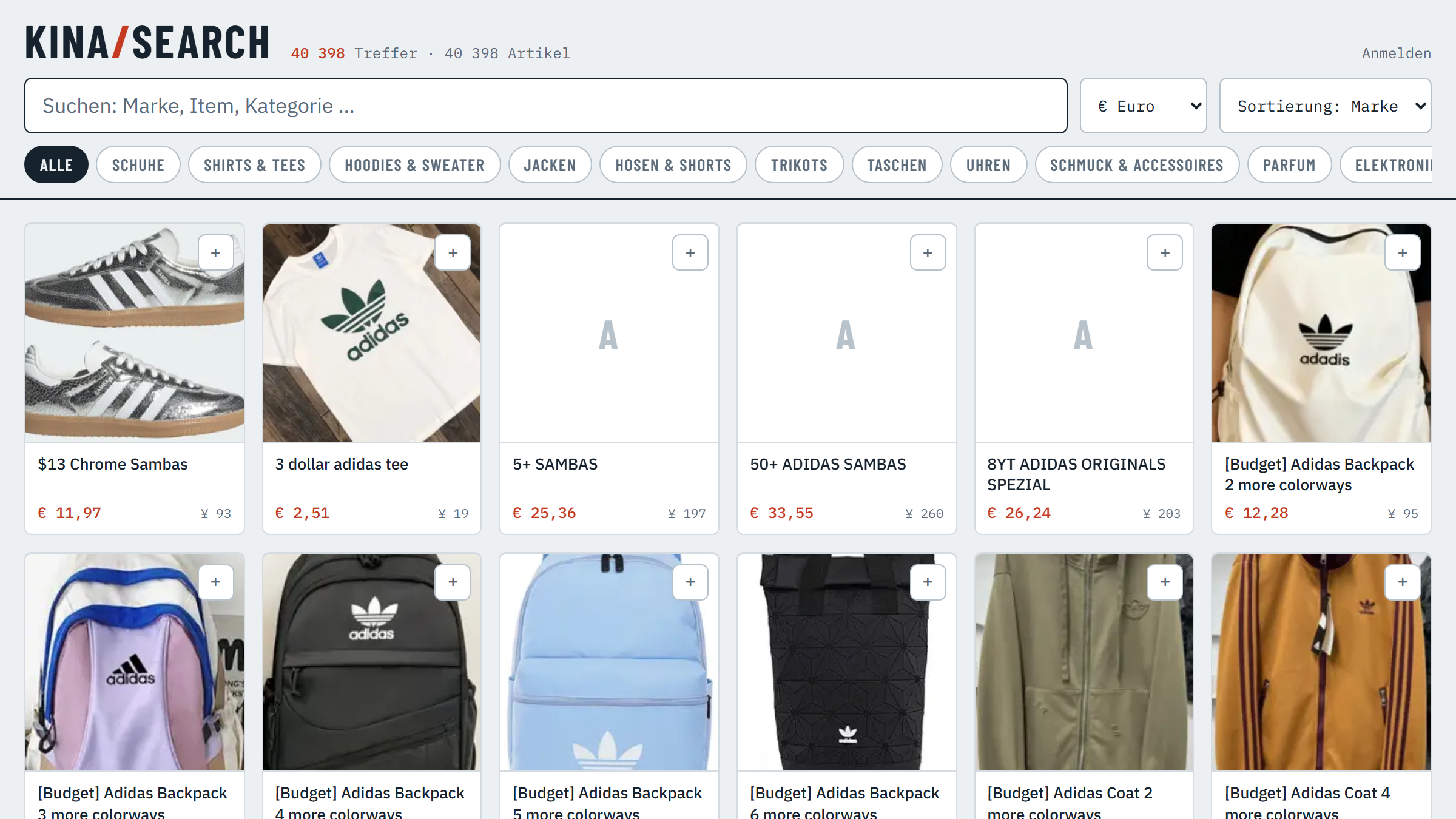 Screenshot: kina-search