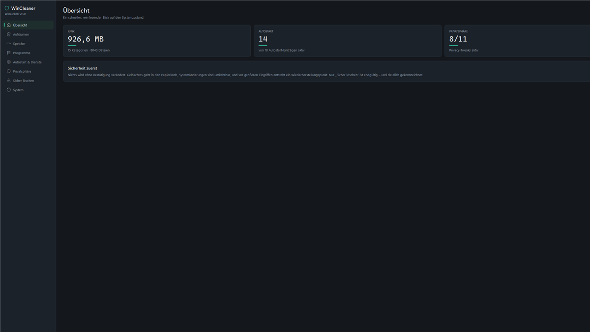 Screenshot: WinCleaner